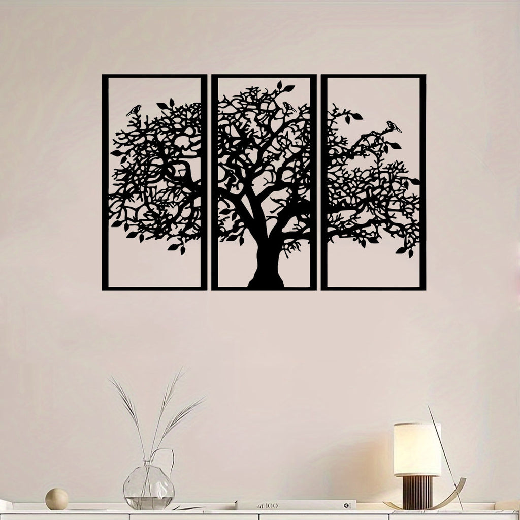 3-Piece Tree of Life Metal Wall Art, Black Iron Wall Decor - image 6