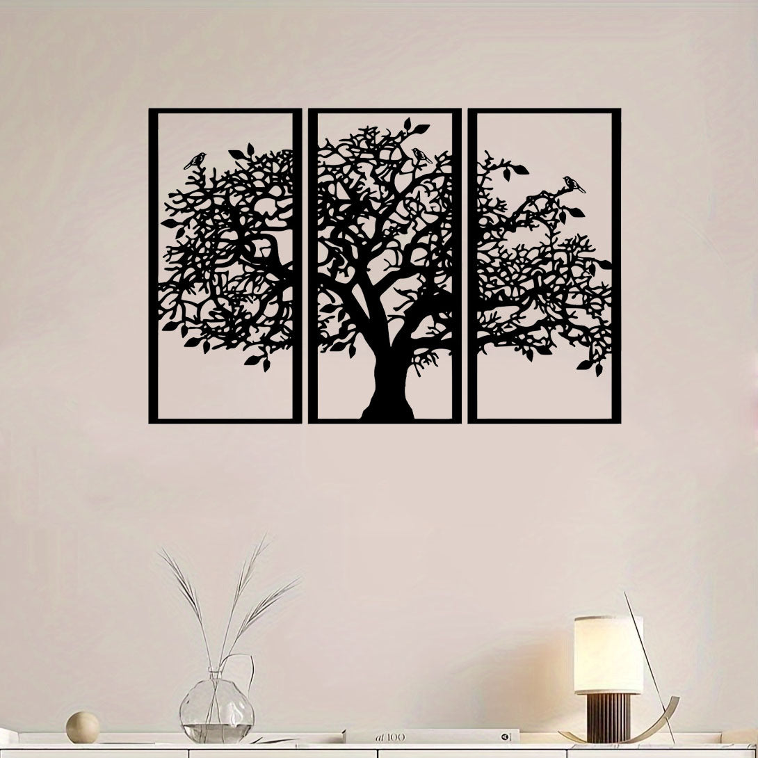 3-Piece Tree of Life Metal Wall Art, Black Iron Wall Decor - image 6
