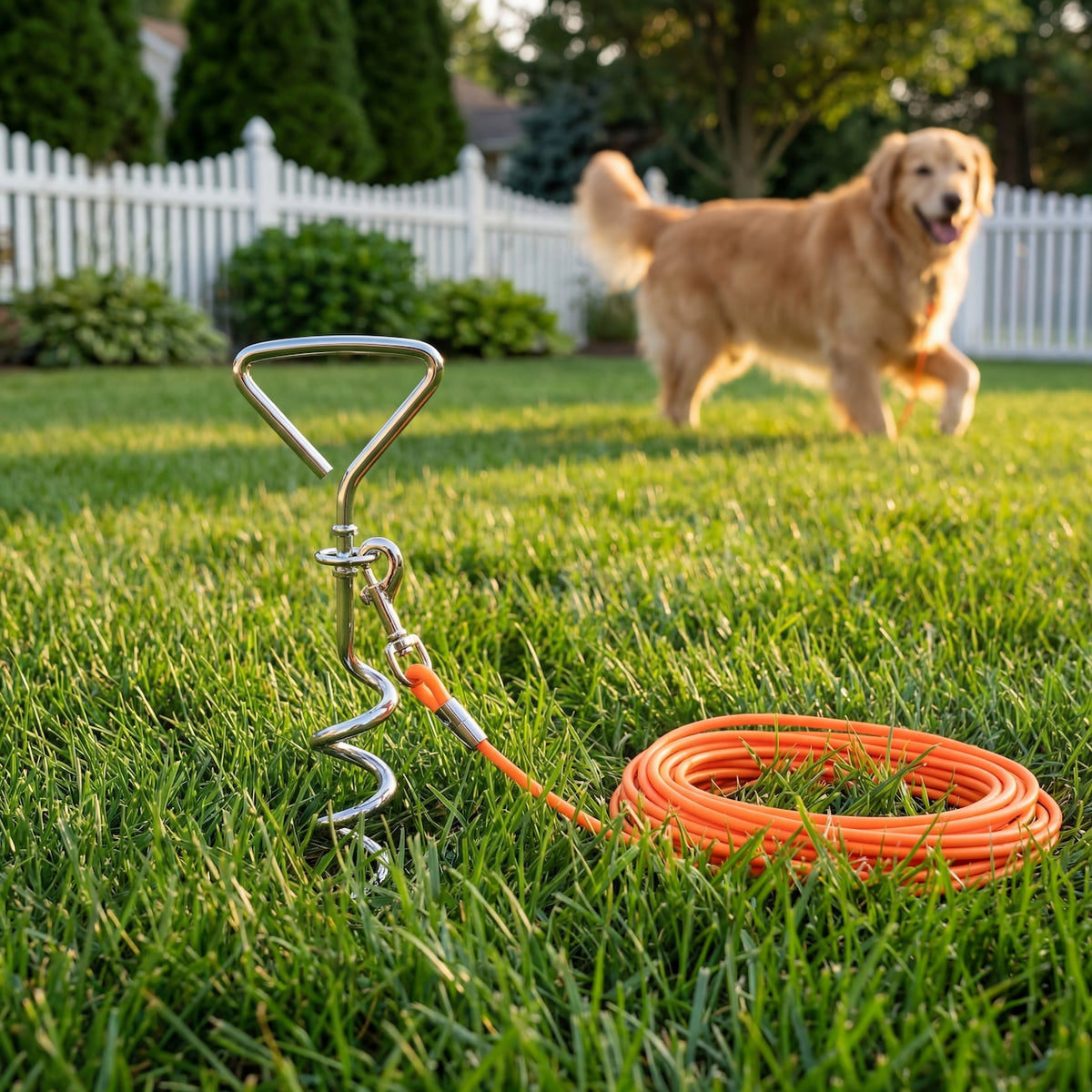 Dog Tie-Out Stake with Leash