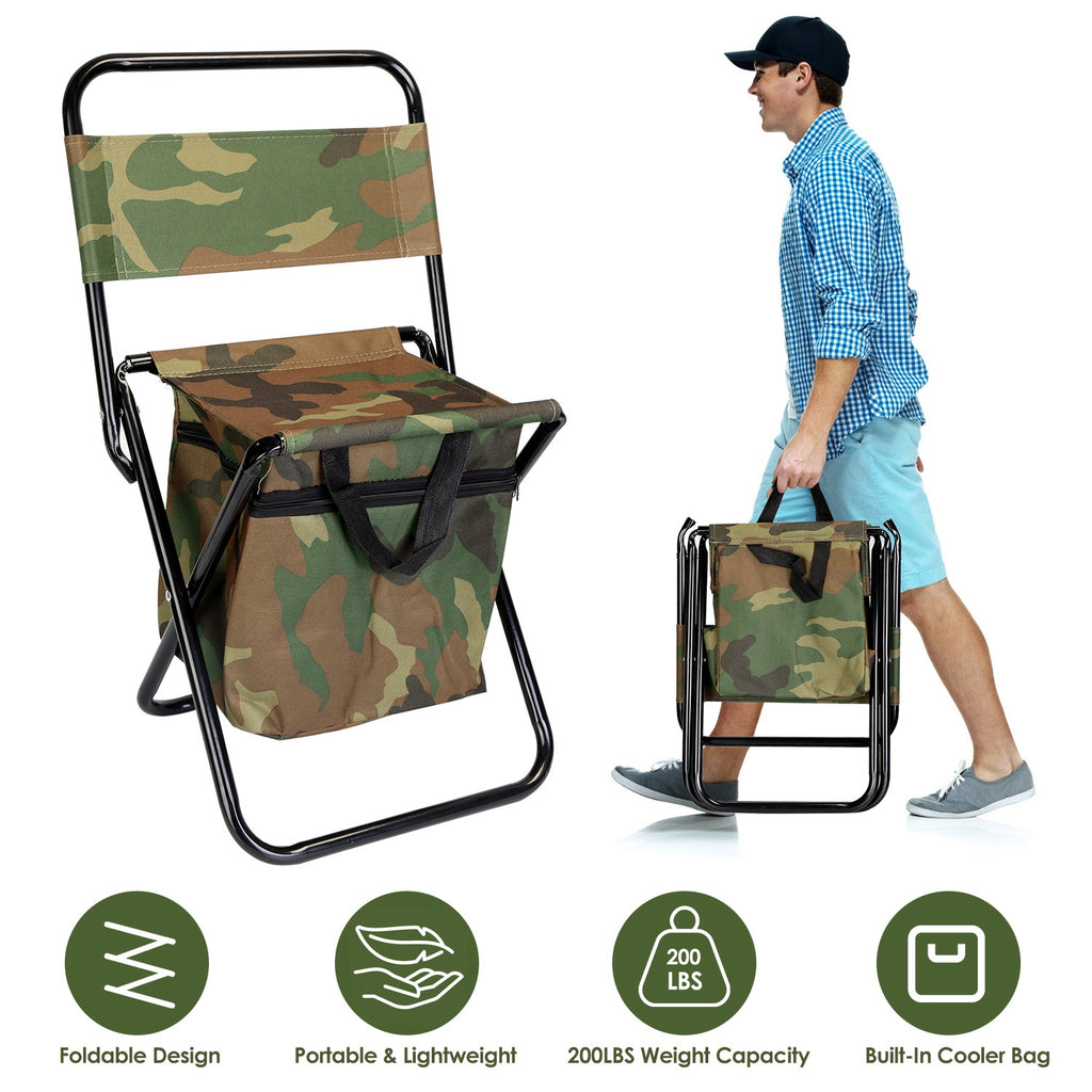 Folding Fishing Chair with Backrest and Cooler Bag - image 1