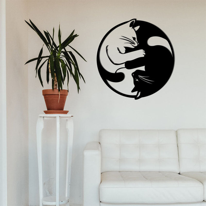 Yin Yang Cats Metal Wall Art, Black - image 4