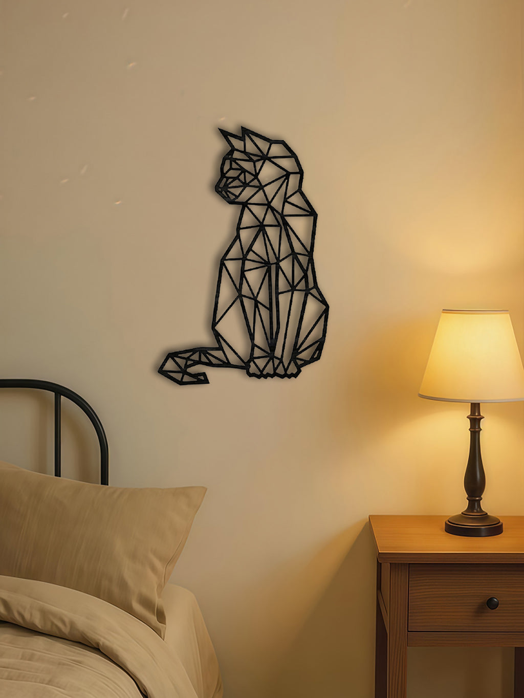 Geometric cat metal wall art - view 6 of 6