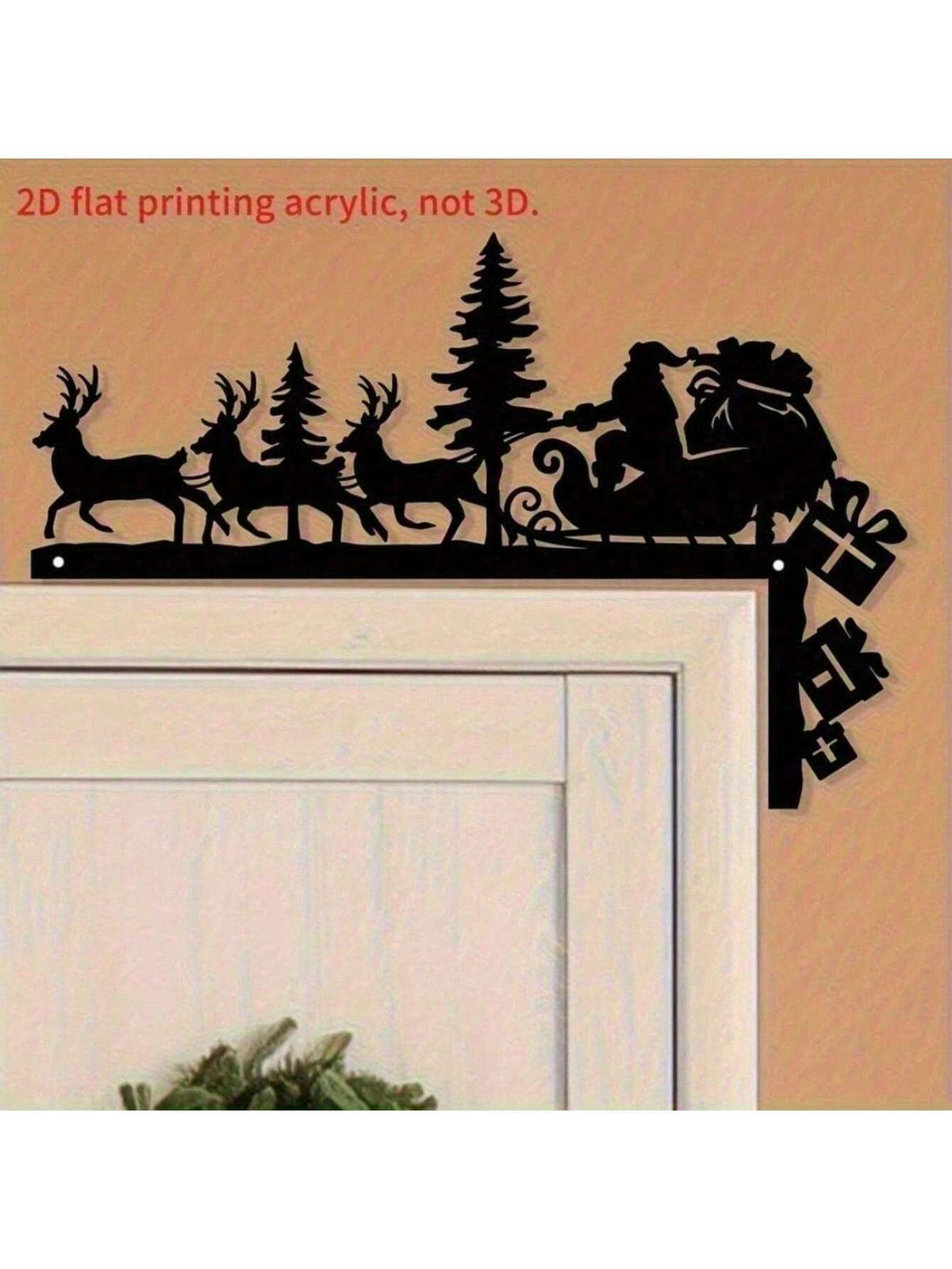 Santa Sleigh and Reindeer Metal Silhouette Door Topper - view 4