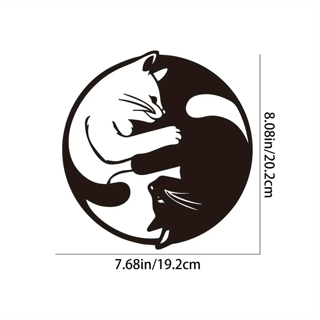 Yin Yang Cats Metal Wall Art, Black - image 2