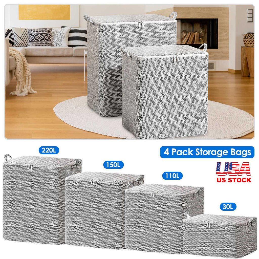 Foldable Fabric Storage Bags, 4 Pack