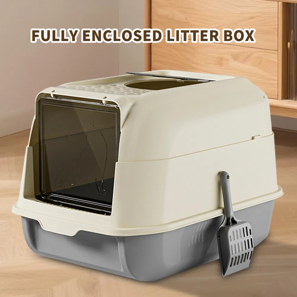 Extra Large Enclosed Cat Litter Box, Gray - image 6