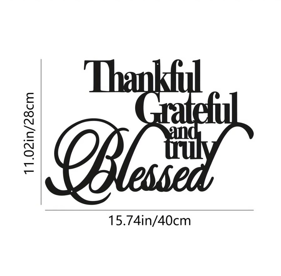 Thankful Grateful Blessed metal wall art - view 2 of 6