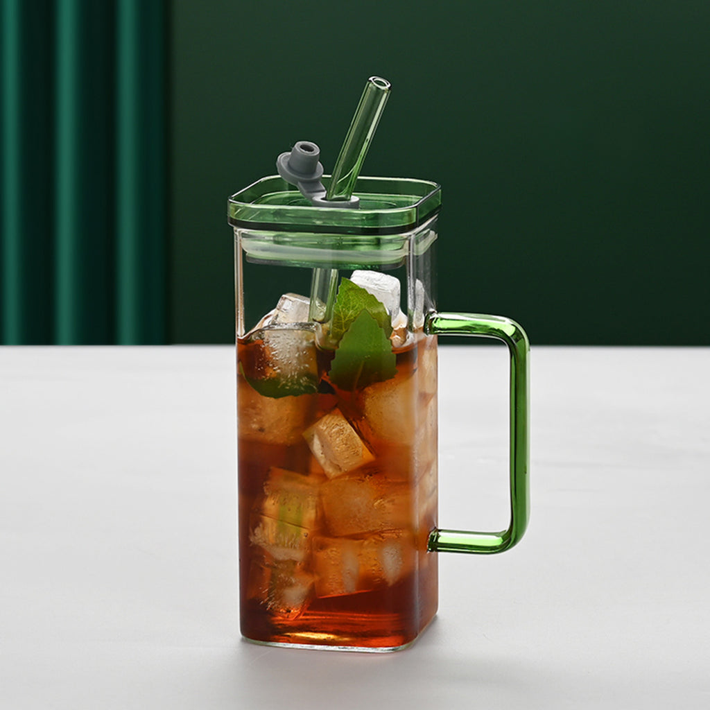 Square Glass Cups with Lids and Straws, Set of 6 - view 10