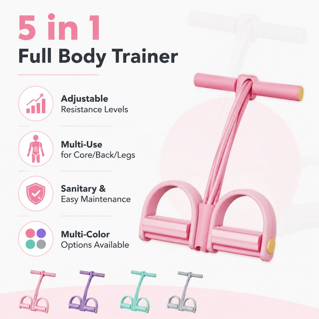 6-Tube Pedal Puller Resistance Band, Pink - image 6