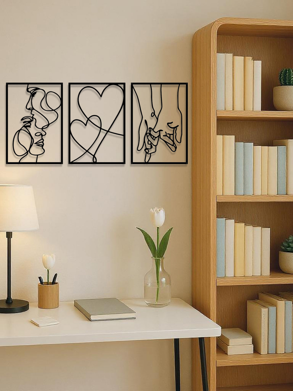 3-Piece Couple Silhouette Metal Wall Art - image 2