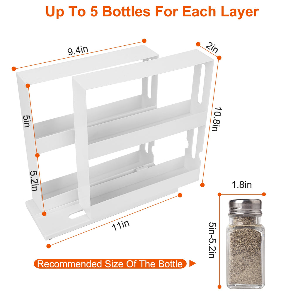 2-Tier Pull-Out Swivel Spice Rack, White - image 4
