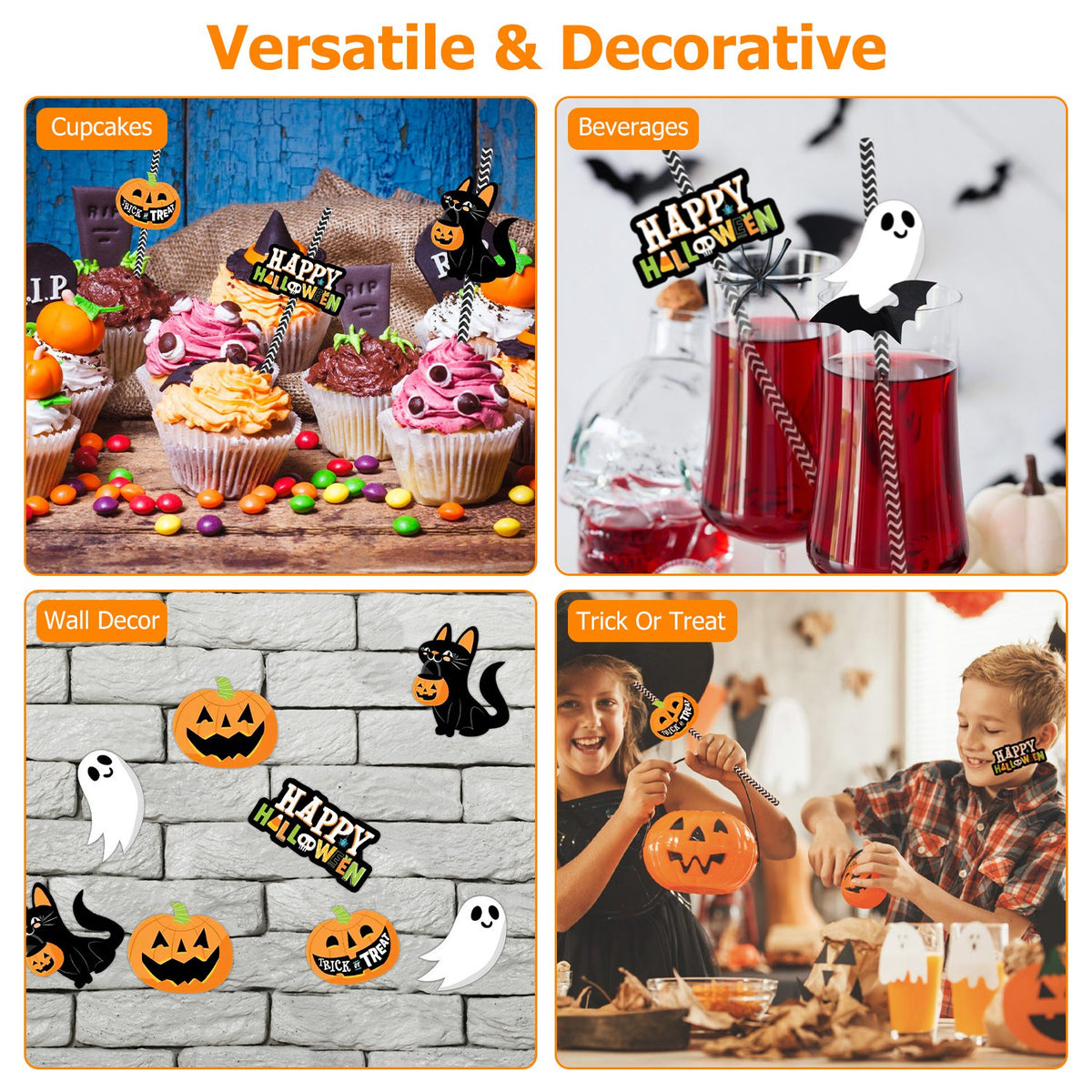 Halloween Paper Straws with Toppers, 25-Piece Set - image 5