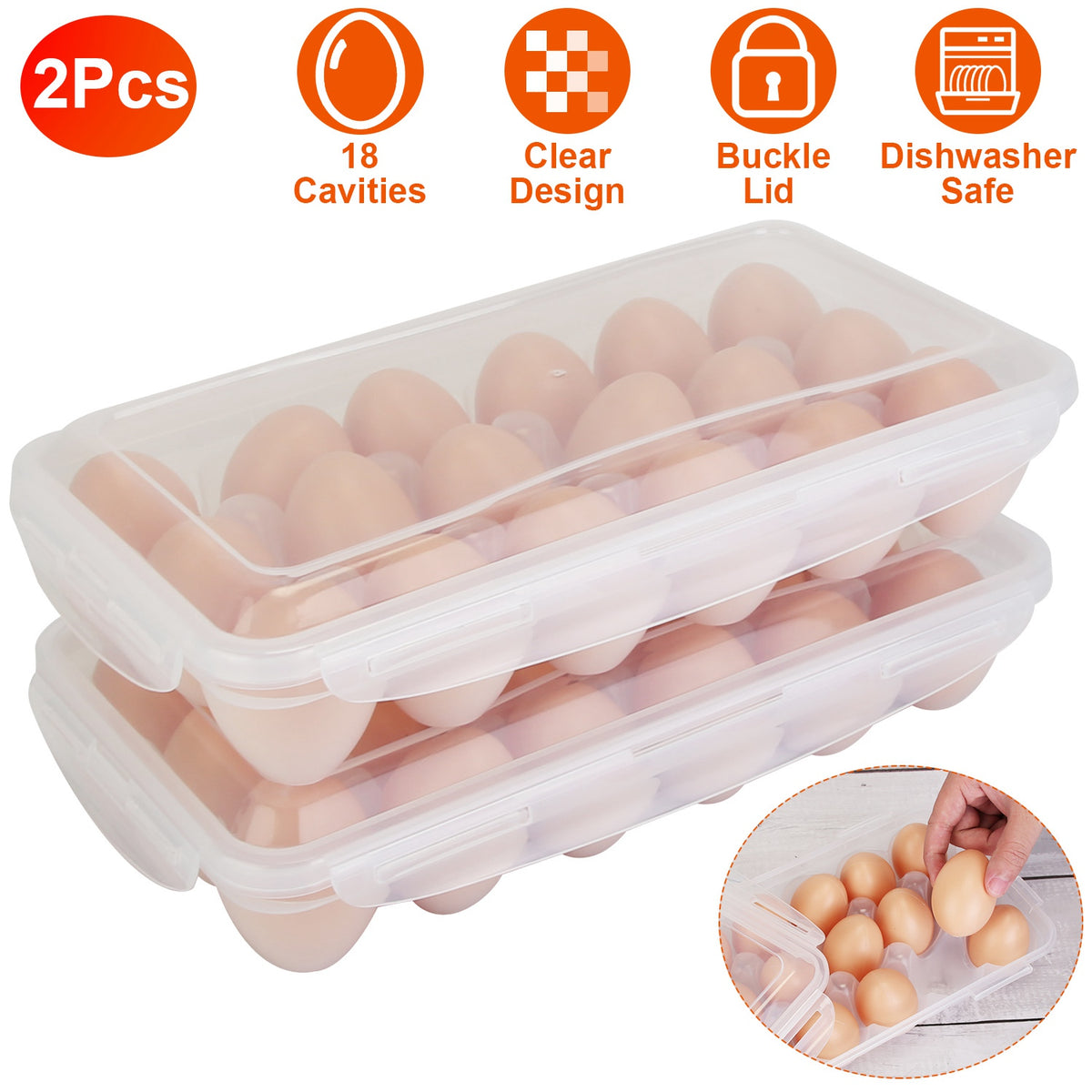 Stackable Clear Egg Holder for Refrigerator - image 1