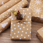 Kraft Christmas Wrapping Paper, Snowflake and Tree Prints - view 2