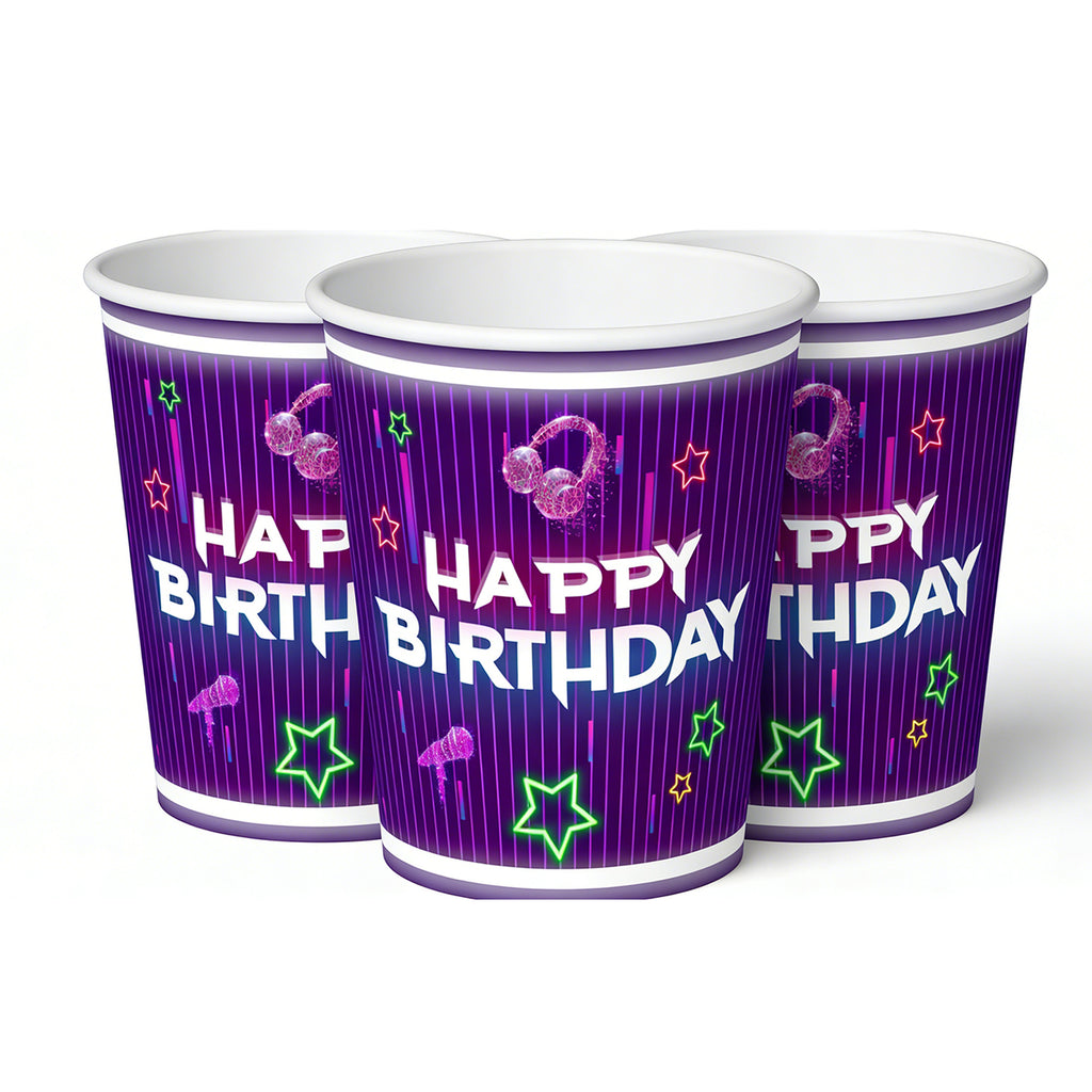 K-Pop Party Supplies 168 Pcs – Purple Neon Tableware, Serves 24 | ZHAS