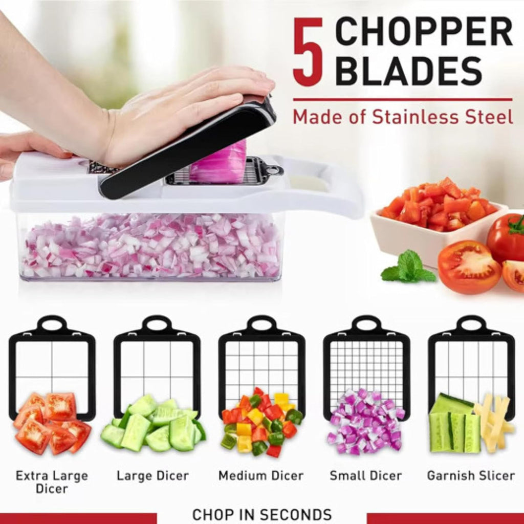 25-in-1 Vegetable Chopper with Container – Mandoline Slicer | ZHAS