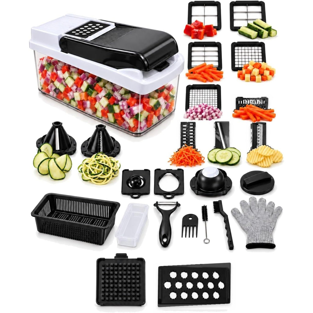 25-in-1 Vegetable Chopper with Container – Mandoline Slicer | ZHAS