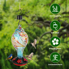 Hand-Blown Glass Hummingbird Feeder, 33 oz - image 2