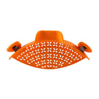 Orange perforated silicone clip-on pot strainer