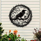 Raven wall art on a garden wall