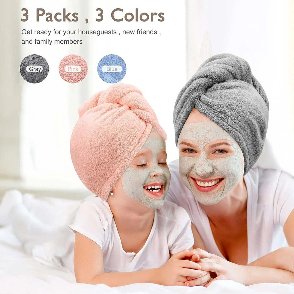 Microfiber Hair Towel Wraps, 3 Pack - image 2