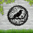 Raven wall art on a brick wall