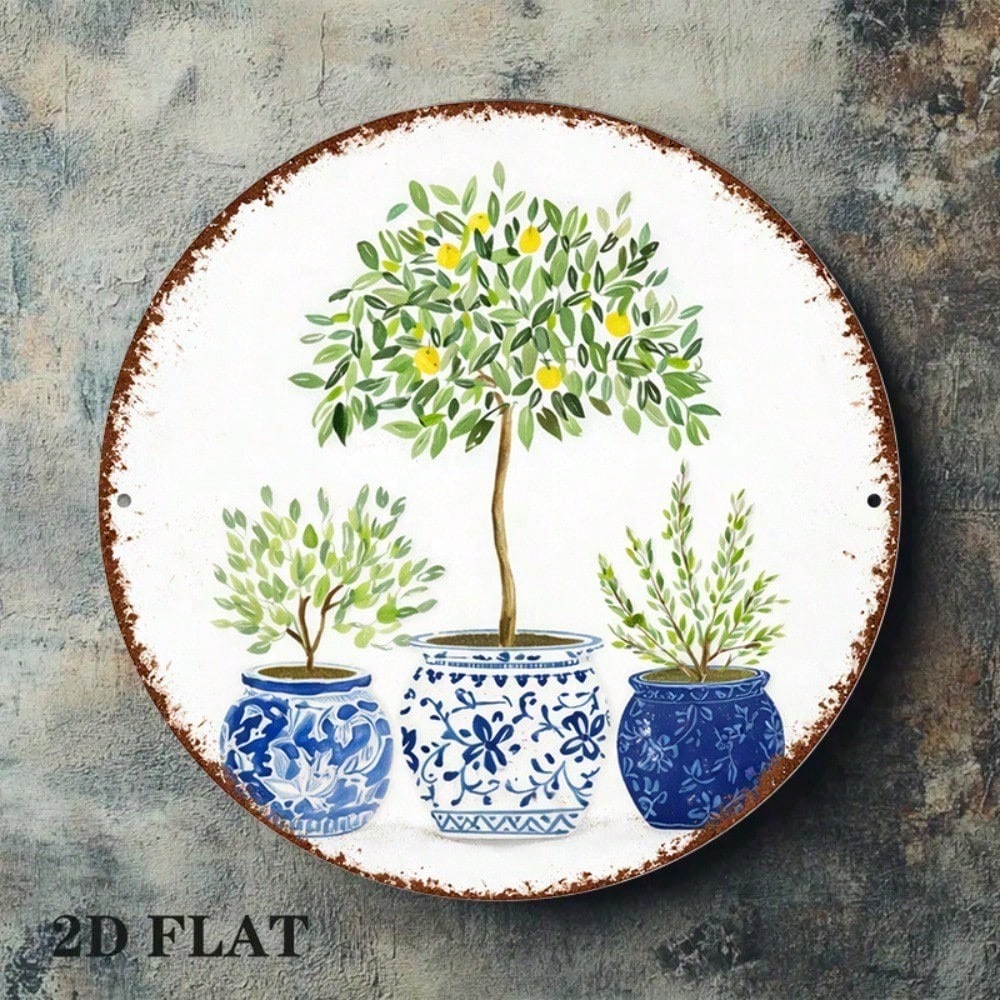 Vintage Lemon Tree Round Wall Sign - view 4