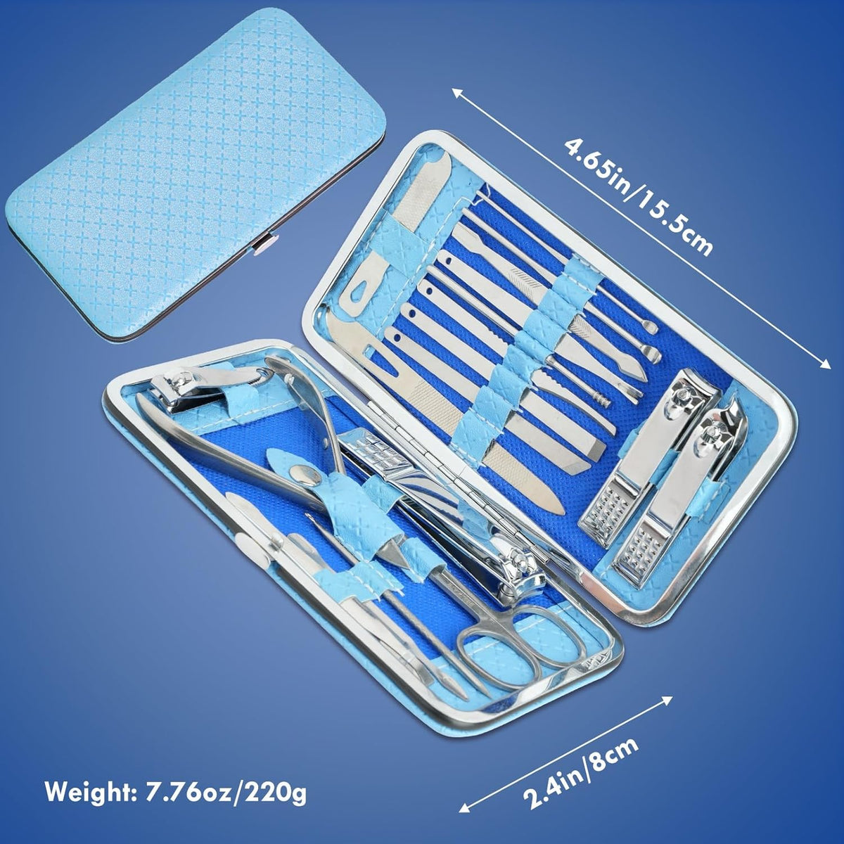 19-Piece Manicure and Pedicure Set, Blue - image 3