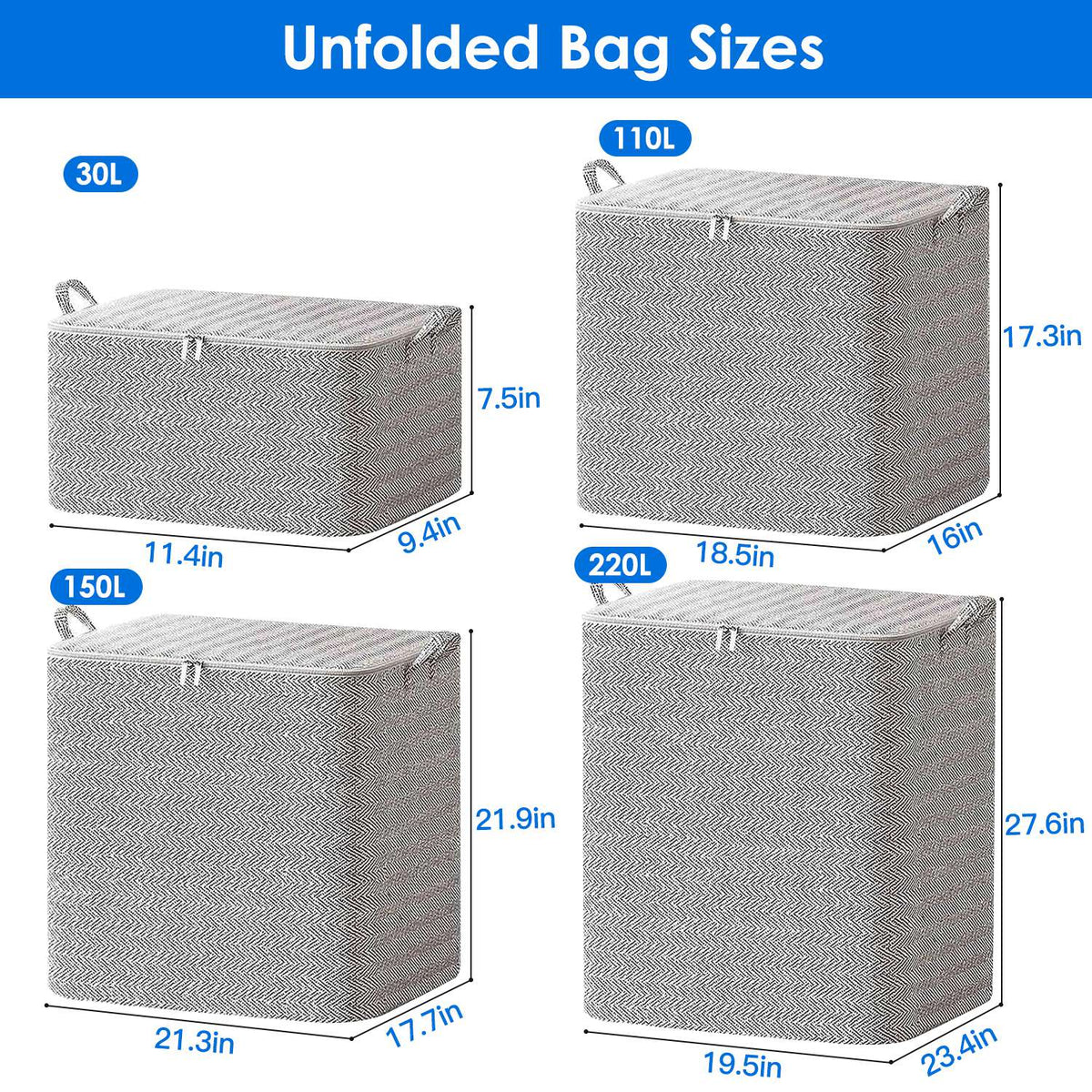 Foldable Fabric Storage Bags, 4 Pack - view 8