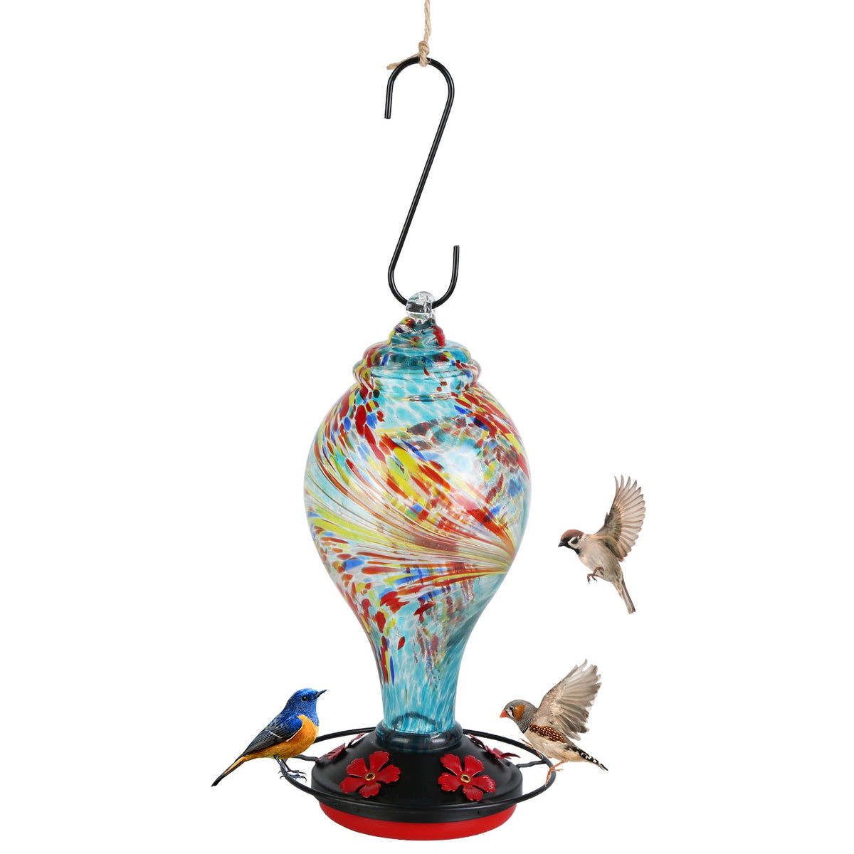 Hand-Blown Glass Hummingbird Feeder, 33 oz - image 12