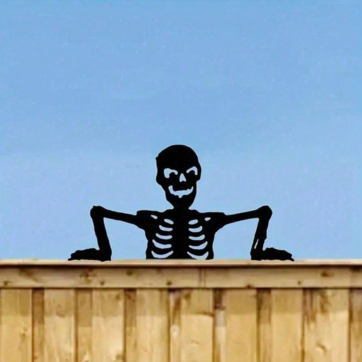 Peeking Skeleton Metal Silhouette Halloween Decor - view 3
