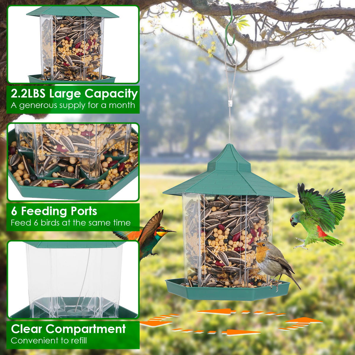 Hanging gazebo wild bird feeder, view 6