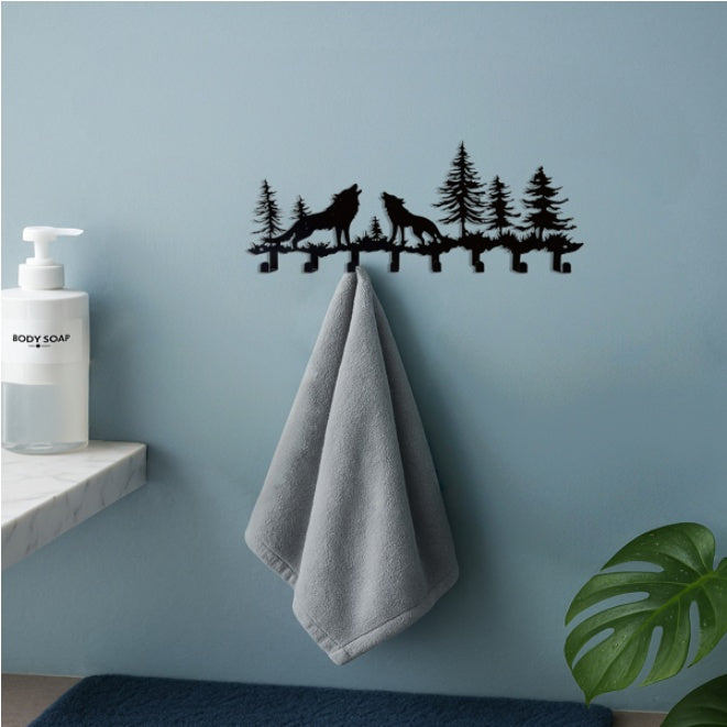 Wolf Metal Key Holder with Hooks - view 2