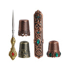 Decorative Metal Thimble and Awl Sewing Set - view 4