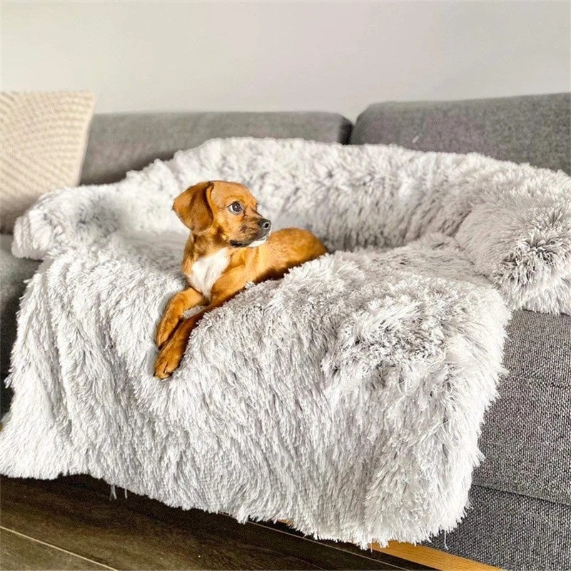 Plush Faux-Fur Dog Bed and Couch Cover - image 1