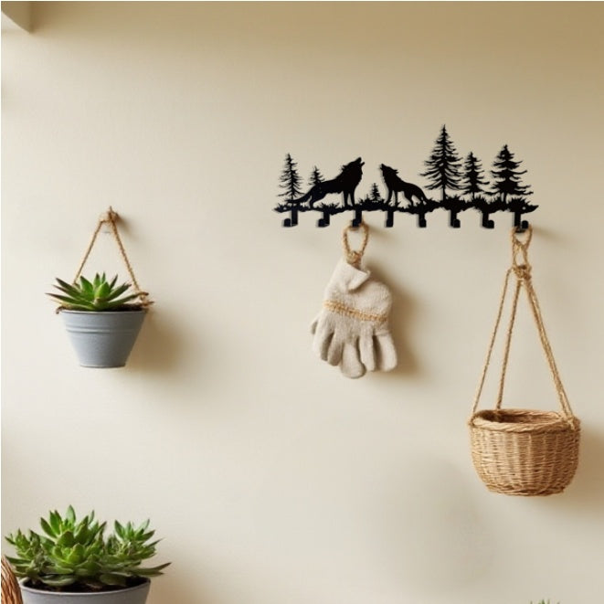 Wolf Metal Key Holder with Hooks - view 6