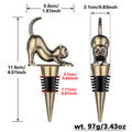 Stretching cat wine stopper size diagram in Bronze, 4.57 in tall, 97 g