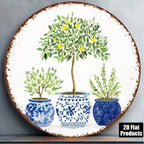 Vintage Lemon Tree Round Wall Sign
