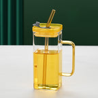 Square Glass Cup with Lid and Straw - view 9