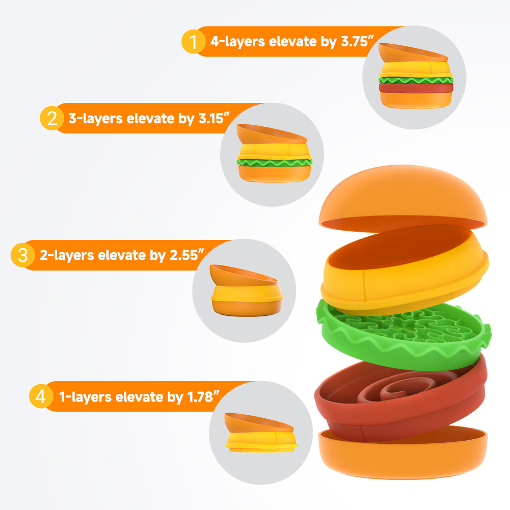 Hamburger pet bowl stacked
