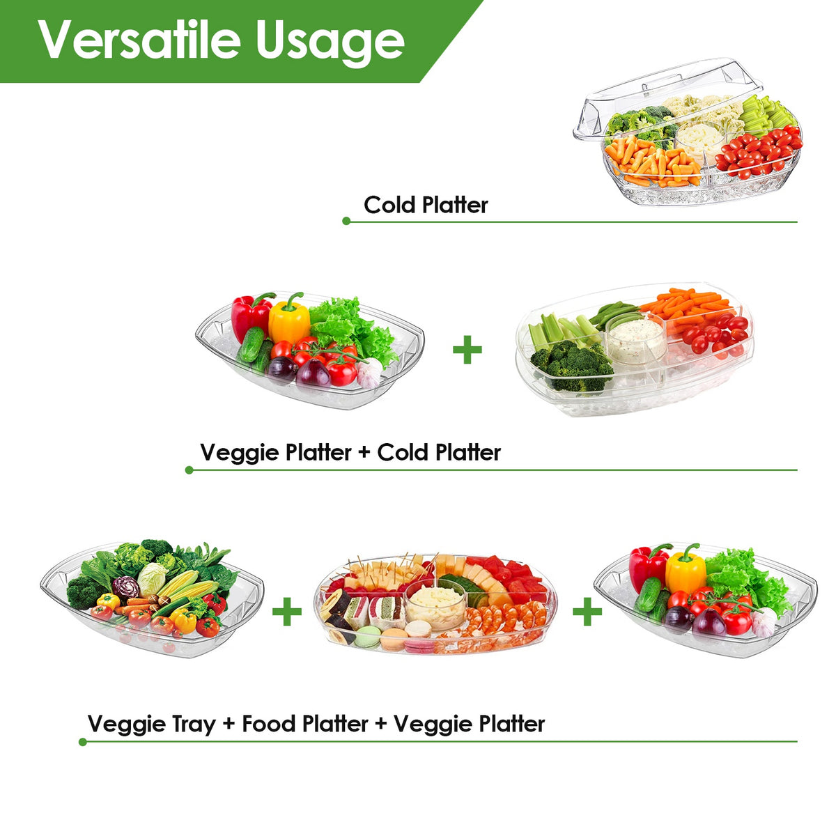 Chilled Serving Tray with Lid, 4 Sections, Tongs and Forks - view 9