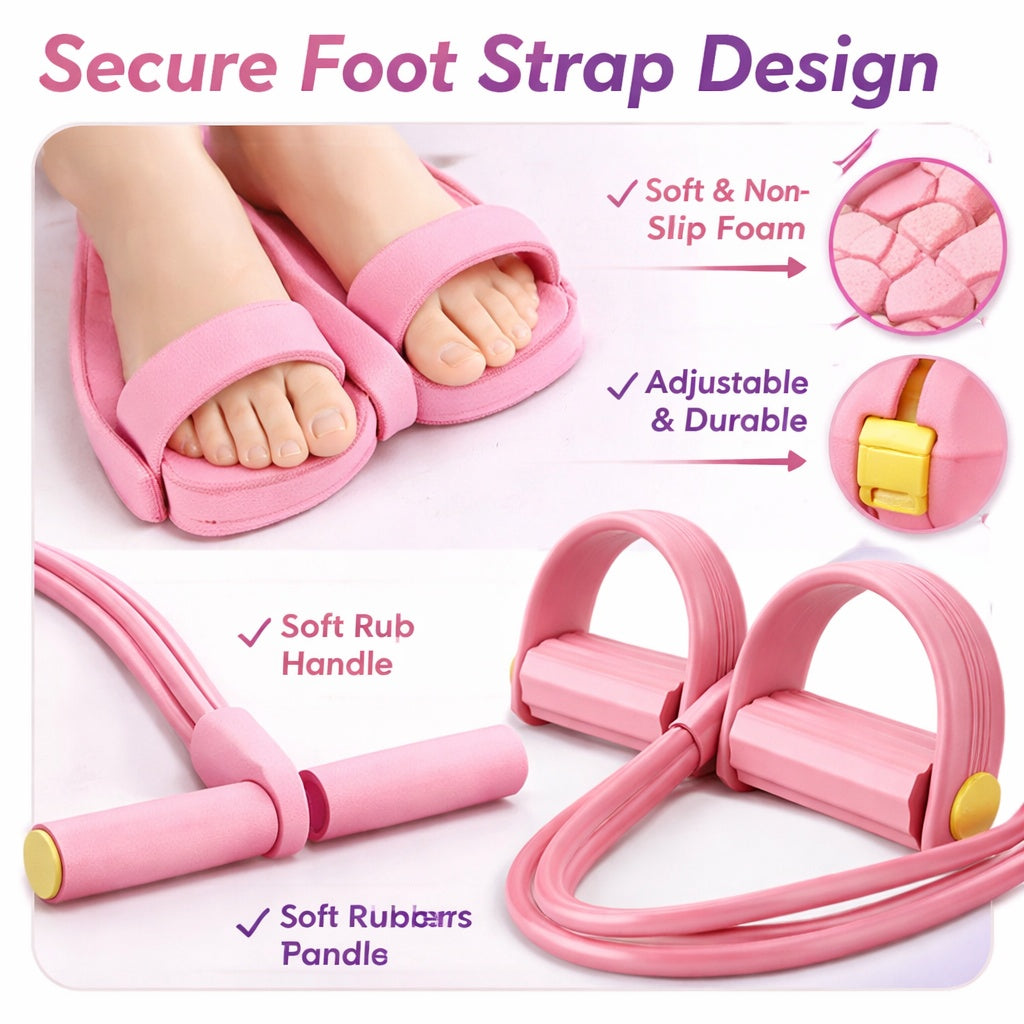 6-Tube Pedal Puller Resistance Band, Pink Foot Pedal Exerciser - image 2