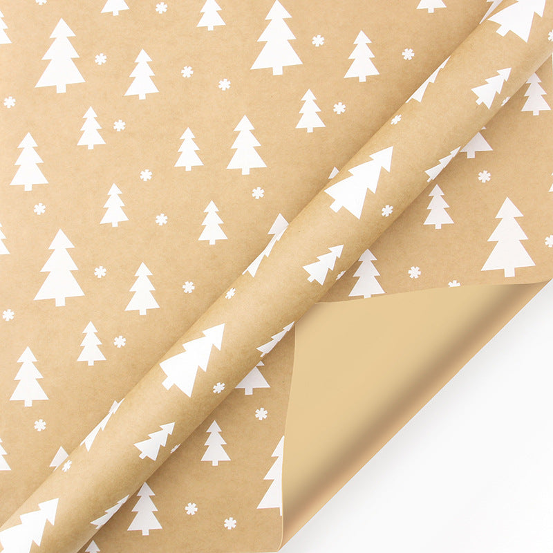 Kraft Christmas Wrapping Paper, Snowflake and Tree Prints - view 7