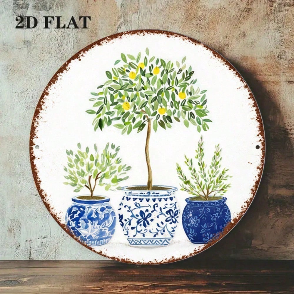 Vintage Lemon Tree Round Wall Sign - view 8