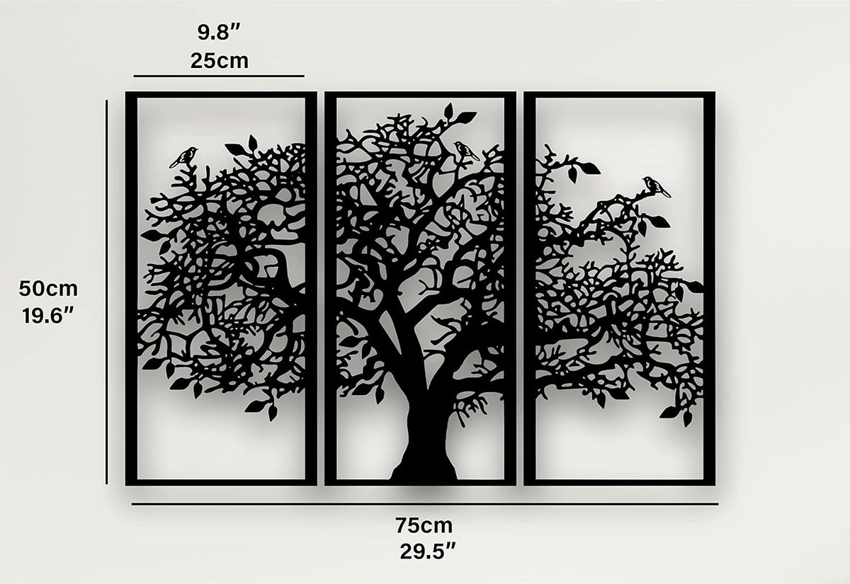 3-Piece Tree of Life Metal Wall Art, Black Iron Wall Decor - image 7