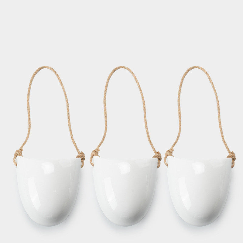 Wall-Mounted Half Ceramic Planter, White - image 6
