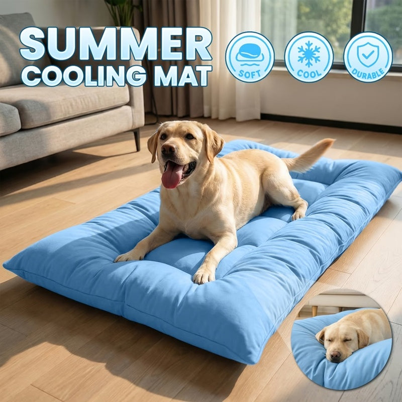 Extra-Large Cooling Dog Bed Mat, Blue - image 1