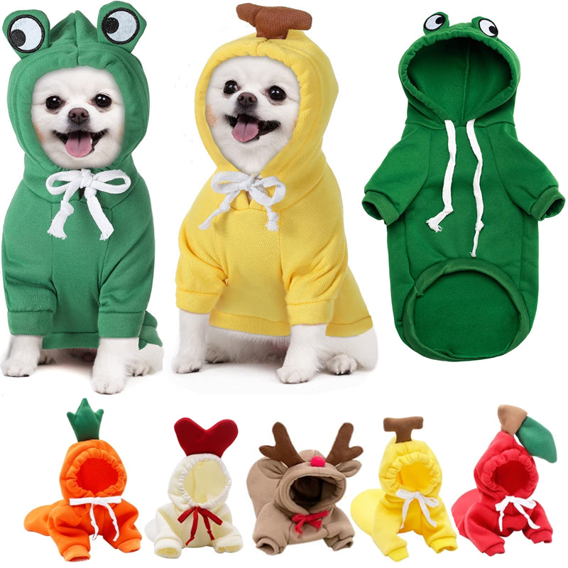 Fleece Dog Hoodie with Fruit Print