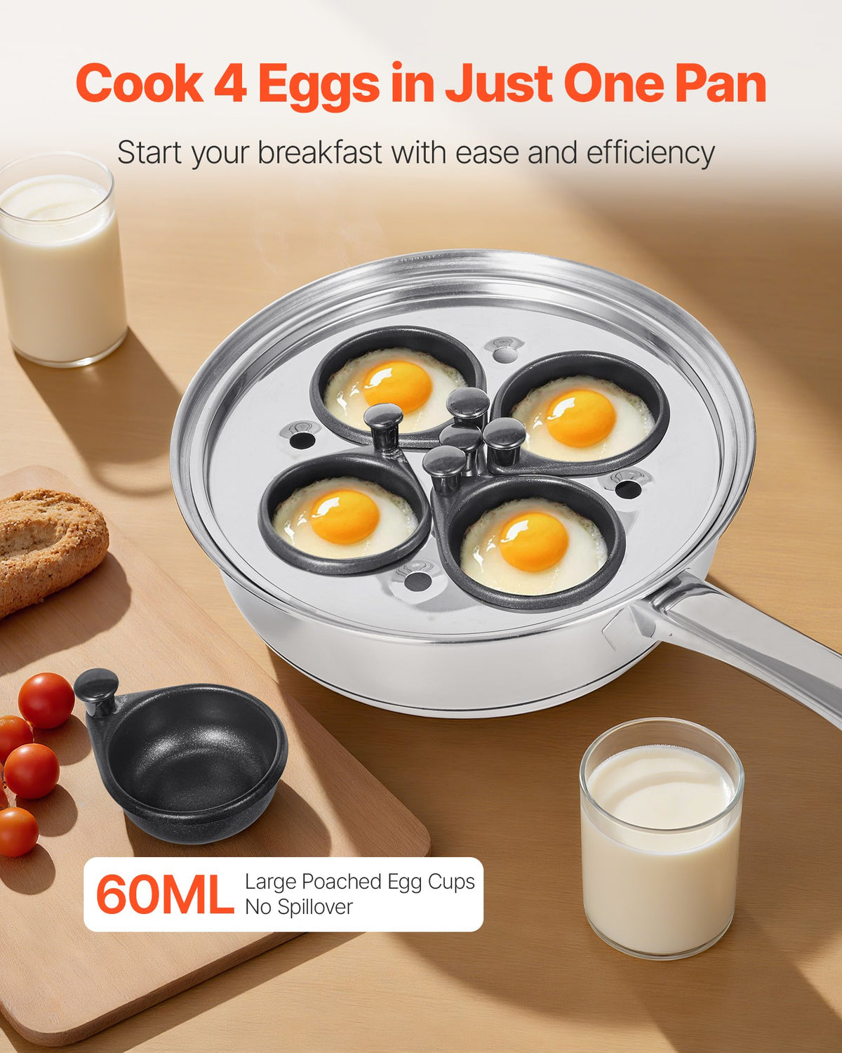 4-Cup Stainless Steel Egg Poacher Pan - image 2