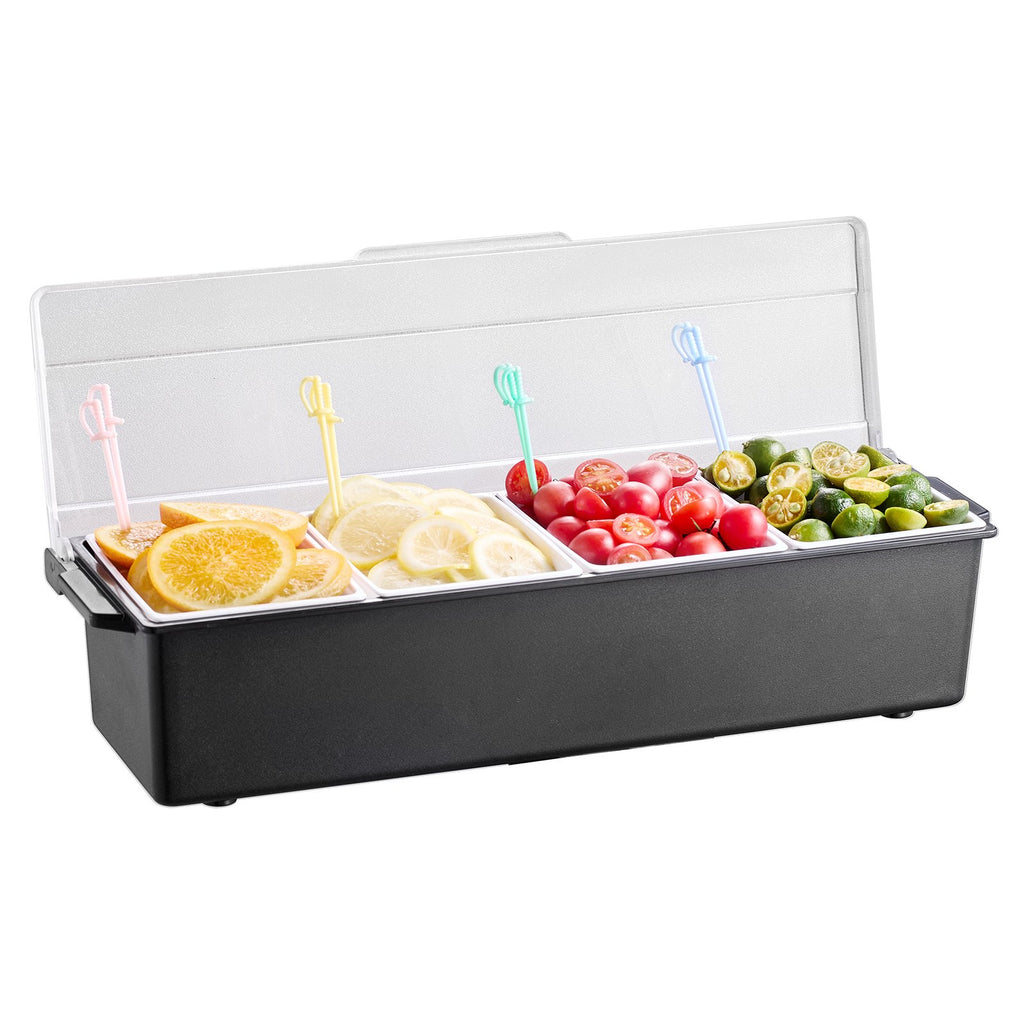 Chilled Condiment Server with 4 Compartments and Lid